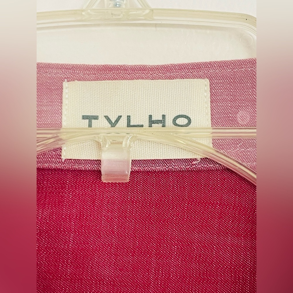 TYLHO For Anthropologie Pink Shirt Dress Long Sleeve Utility Midi w/ Pockets: M - Picture 3 of 12